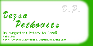 dezso petkovits business card