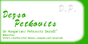 dezso petkovits business card